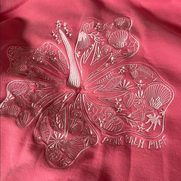 Pink Palm Puff Hoodie Sweatshirt Palm Tree Shell Logo hibiscus sonic Pink barbie - Picture 3 of 10